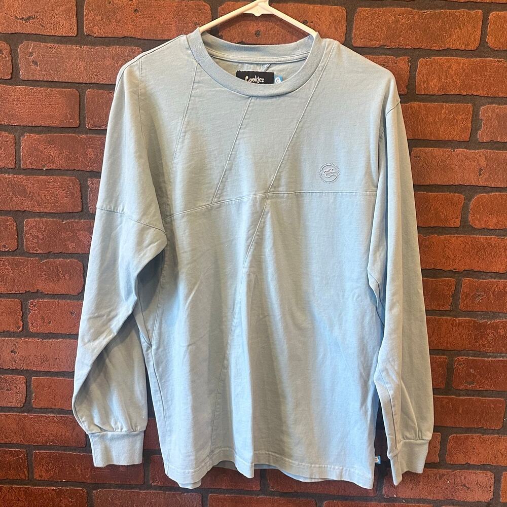 Cookies Light Blue Long Sleeve Crew Neck Shirt - Medium Street wear casual